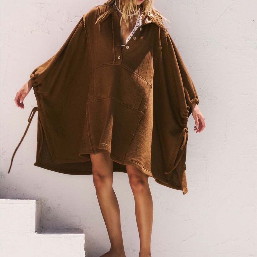 Free People Brown Poncho Jacket